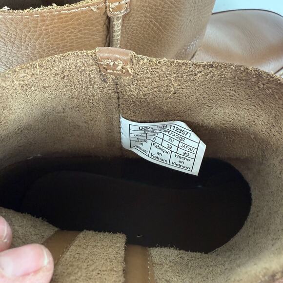 UGG Deconstructed Mini Zip Winter Boots Womens 8 Chestnut Leather High Top Shoes - Picture 9 of 9